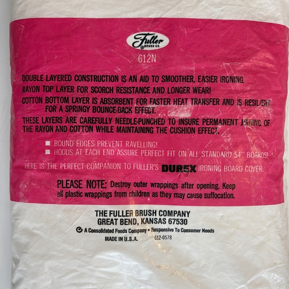 Vintage Fuller Brush Durex Ironing Board Pad Cover Special Construction - Picture 4 of 9